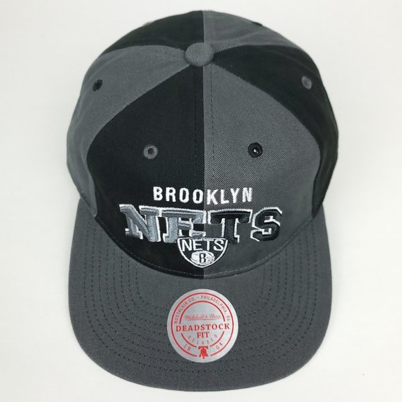 Brooklyn Nets Mitchell & Ness NBA Deadstock Snapback Hat 3D‎ Logo Gray Black Cap - Picture 3 of 9